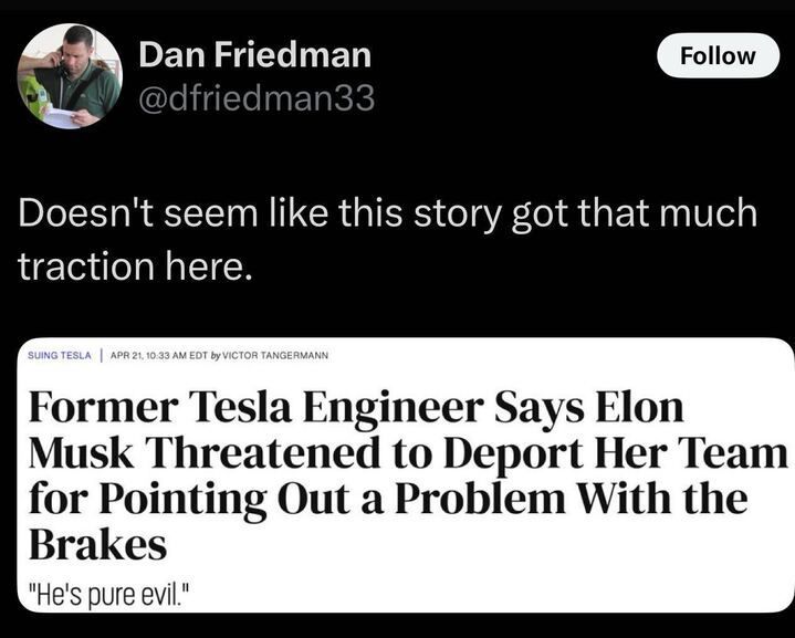 Tweet by Dan Friedman saying, 