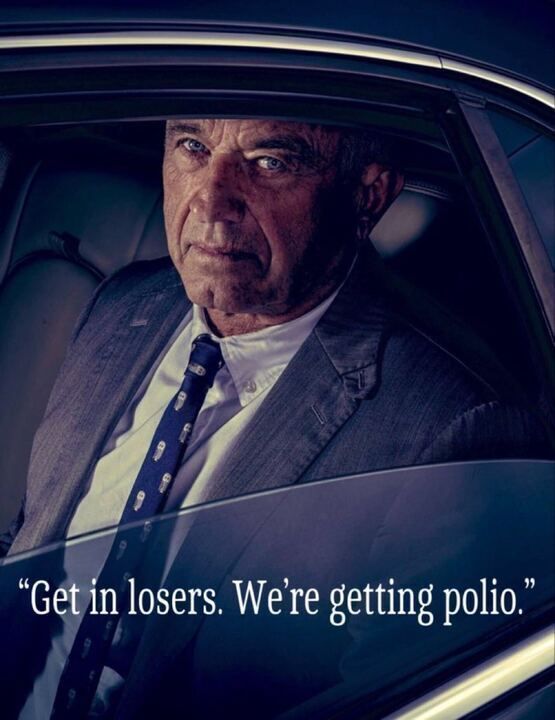 Photo of RFK, Jr. sitting in a car with the window rolled down. The quote says 
