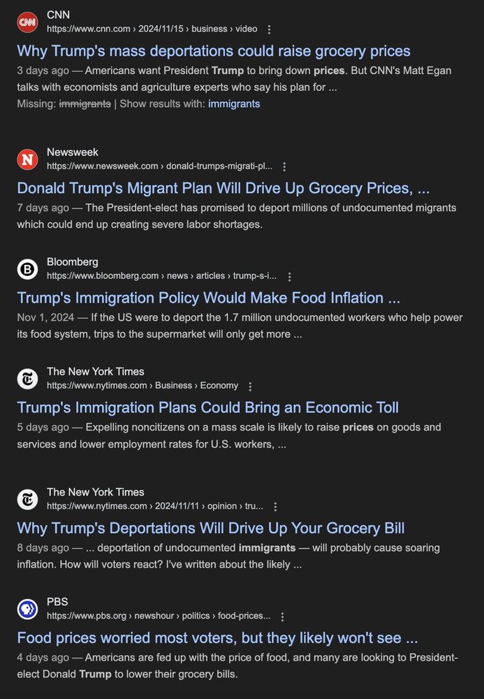 Lots of headlines about how deportations will cause labor shortages and spike food prices.