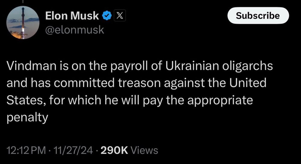 Post by Musk:

Vindman is on the payroll of Ukrainian oligarchs and has committed treason against the United States, for which he will pay the appropriate penalty