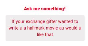Gimmik from straw page that says: "If your exchange gifter wanted to write u a hallmark movie au would you like that"