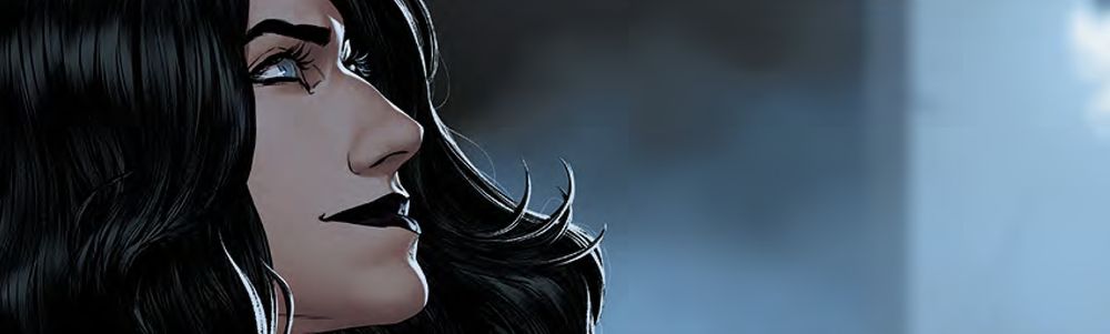 Realistic illustration of Wonder Woman in profile by artist Mattia De Iulis, from Absolute Wonder Woman #6.  
