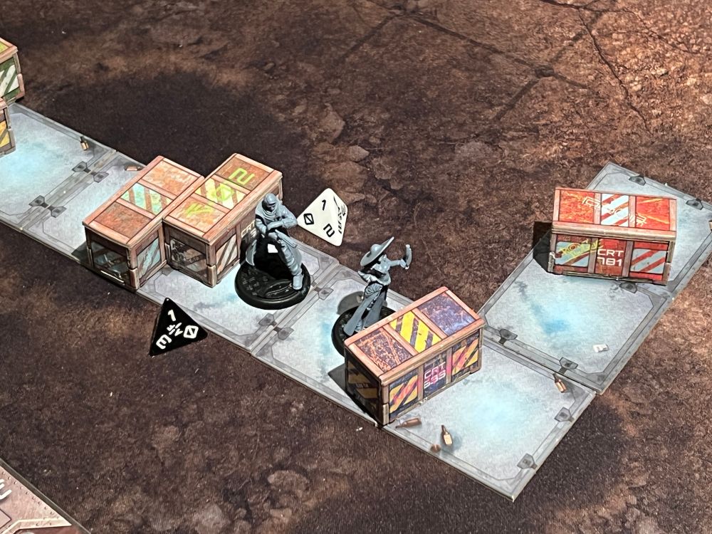 Close but good enough. My Natalie Wu was faster than Gordon Freeps from my opponent. Models are yet unpainted.