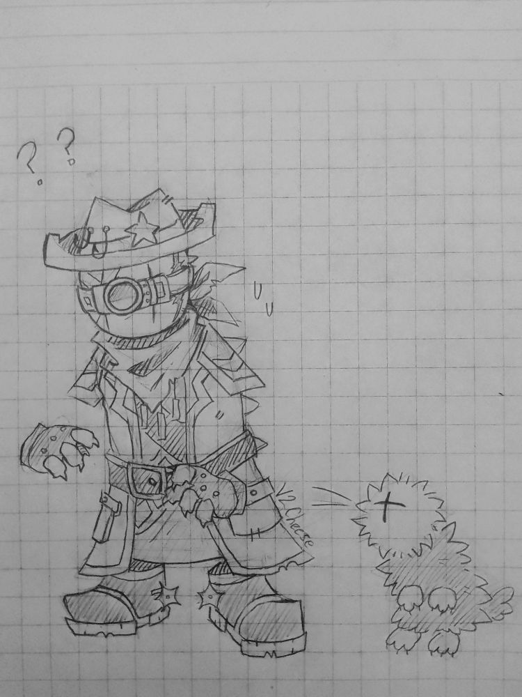 My madness combat oc Quesito standing besides a fluffy grunt visibly confused aaaaahhh scary fully grunt