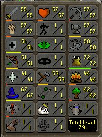 A screenshot of an OSRS stats page.