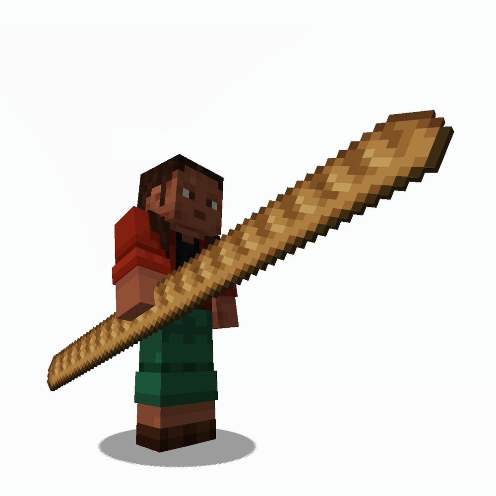 An image of Noor holding a BIG baguette!