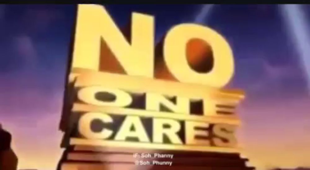 a sign that says no one cares is on a blue background