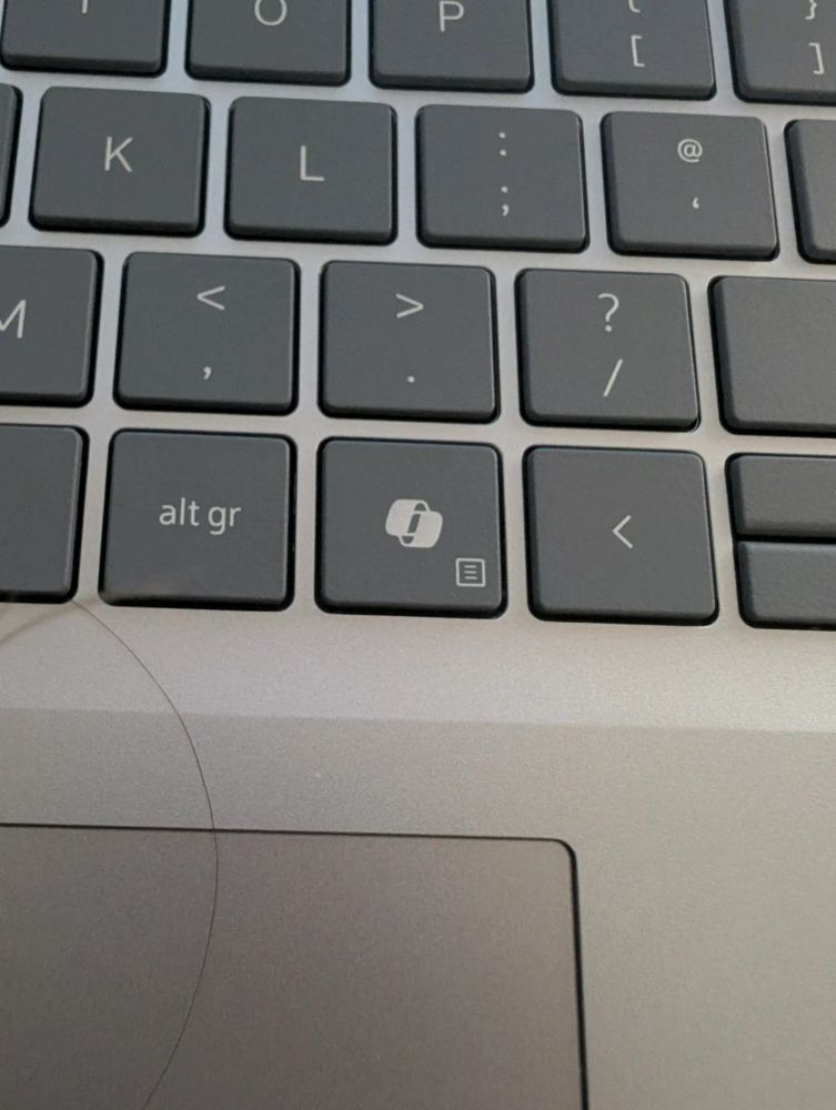 picture of my new laptop's keyboard, showing the "Copilot key"