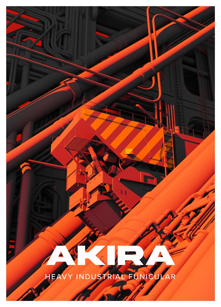 Illustration of Akira's heavy industrial funicular.