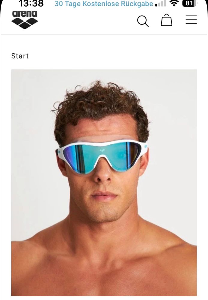 Schwimm typ mit schwimm schnelle Brille in Türkis verspiegelt 