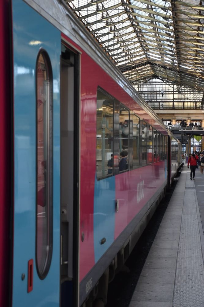 After quickly crossing Paris by metro line, we catch the 08:18 Ouigo from Paris-Nord to Brussels. This train cost us just €10 per person, booked well ahead.
