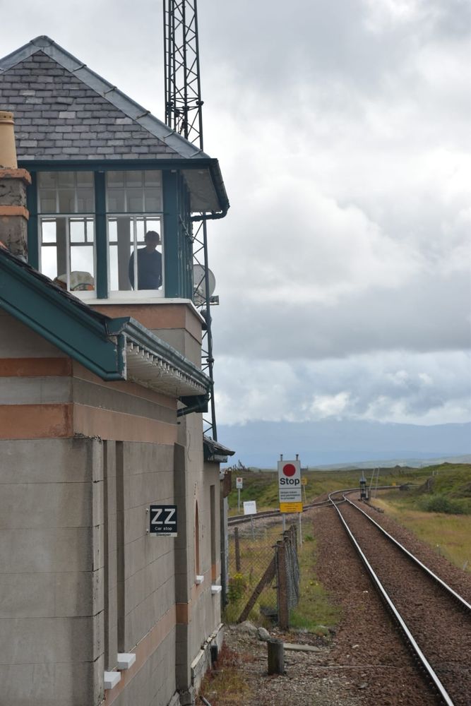 At the other end of the platform, with the old signal box now housing a lounge for the hotel guests