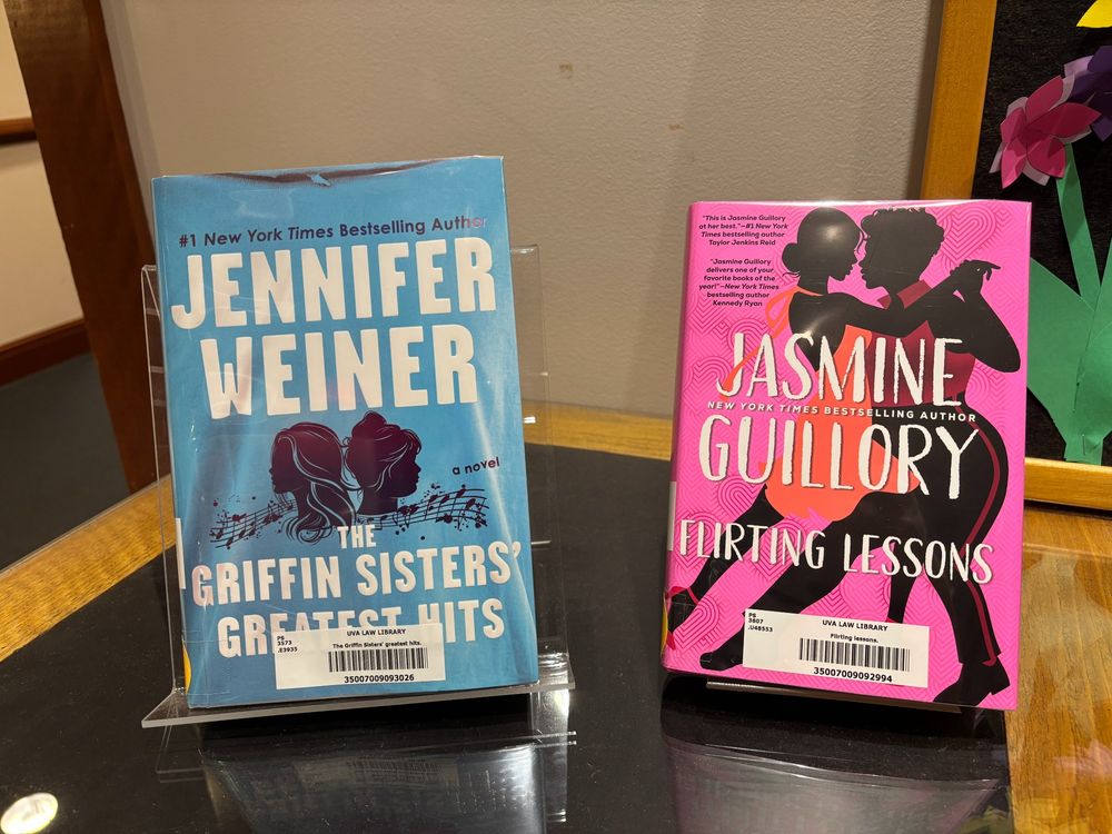 2 books: The Griffin Sisters’ Greatest Hits by Jennifer Weiner and Flirting Lessons by Jasmine Guillory.