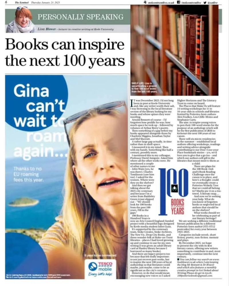 Stoke Centenary celebration project led by Dr Lisa Blower aims to create a literary cannon of 100 books for 100 years of Stoke born authors. As part of that project 'The Places That Make Us' takes workshops into schools and libraries to encourage the next generation of Stoke writers 