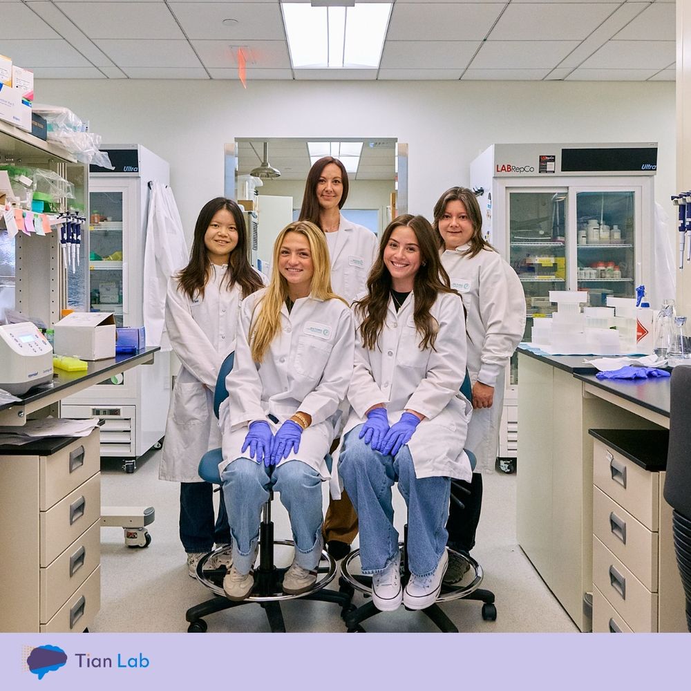 Photo of the summer interns and lab mentors in the Tian Lab.