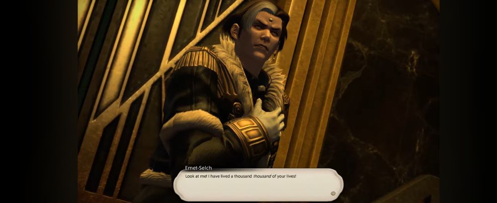 Emet-Selch from final fantasy xiv placing his hand over his heart