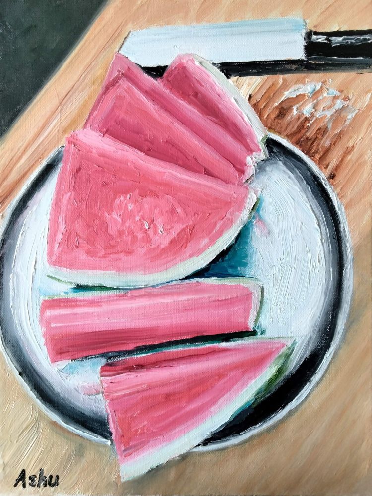 "Fresh-cut Watermelon" - Still-life Painting