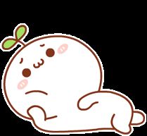 Cute character called Budding Pop lying on their side, looking tired.