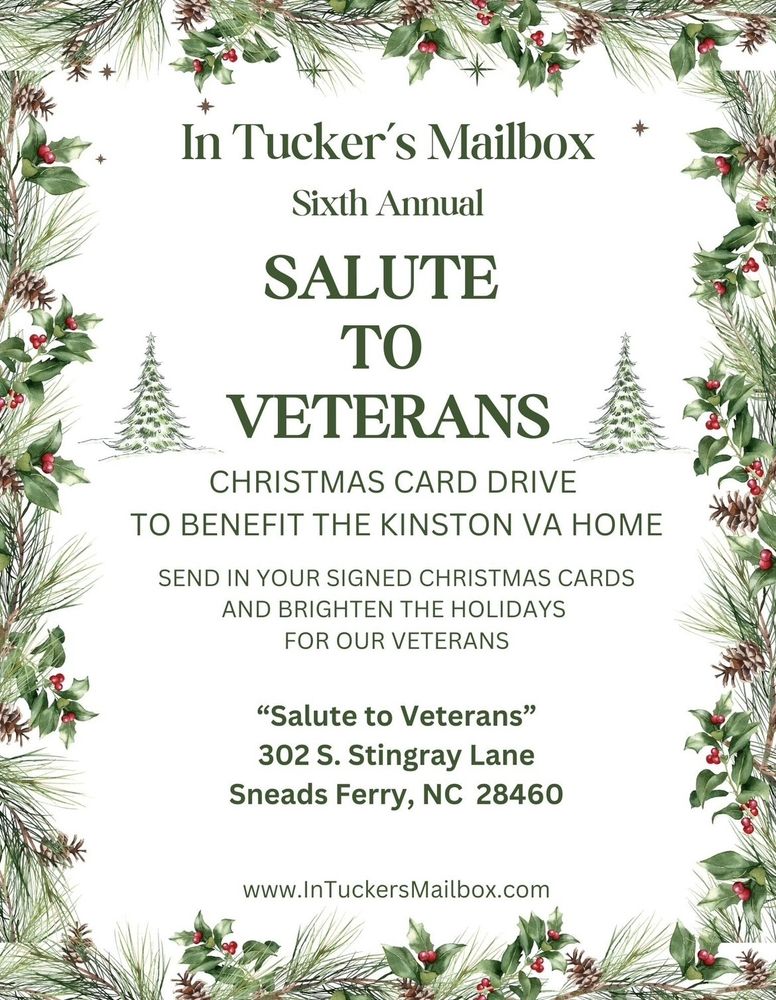 Tucker's Mailbox Salute to Veterans Christmas Card drive flyer