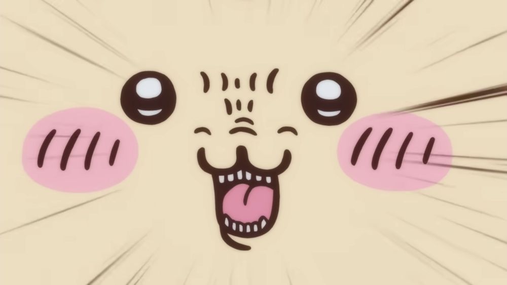 Kurimanju of Chiikawa making a Haaaaa face