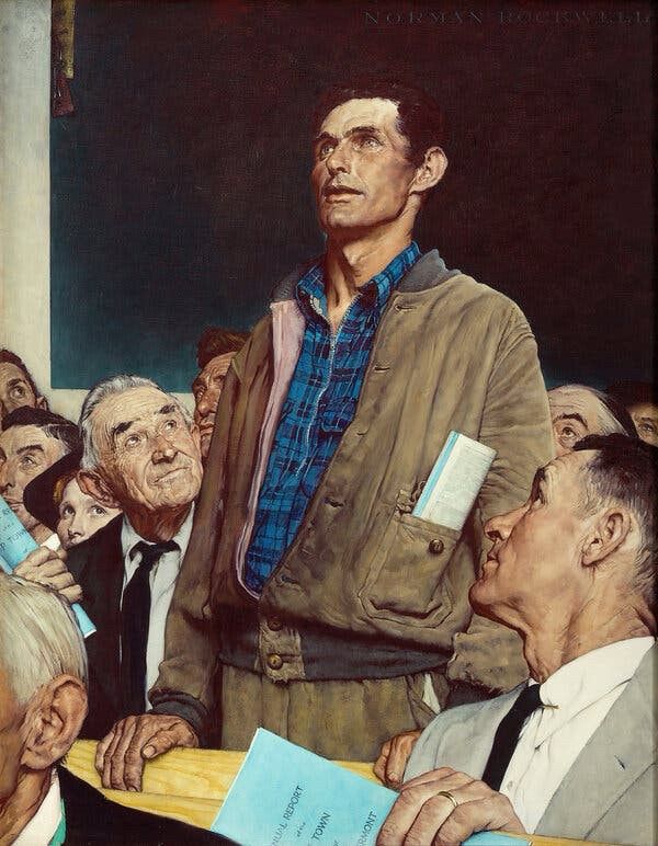 That Norman Rockwell painting where the guy stands up and says some truthful shit 