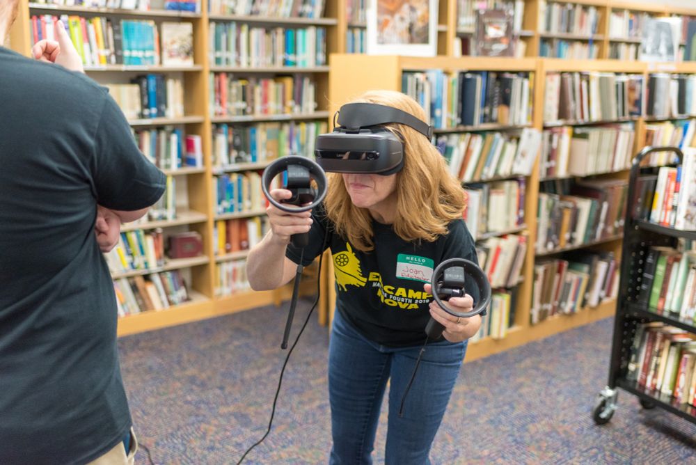 woman using a VR headset