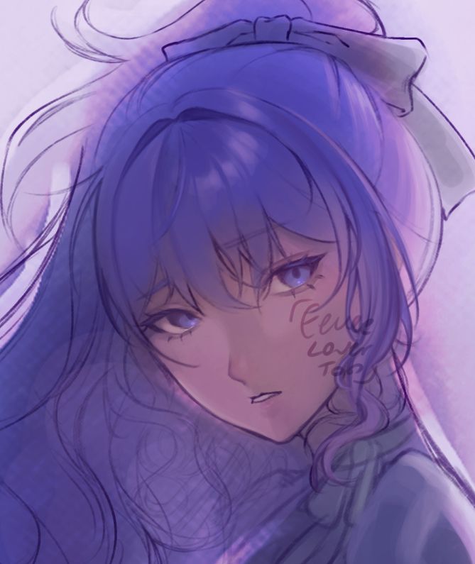 An incomplete digital painting of Mafuyu Asahina from Project Sekai