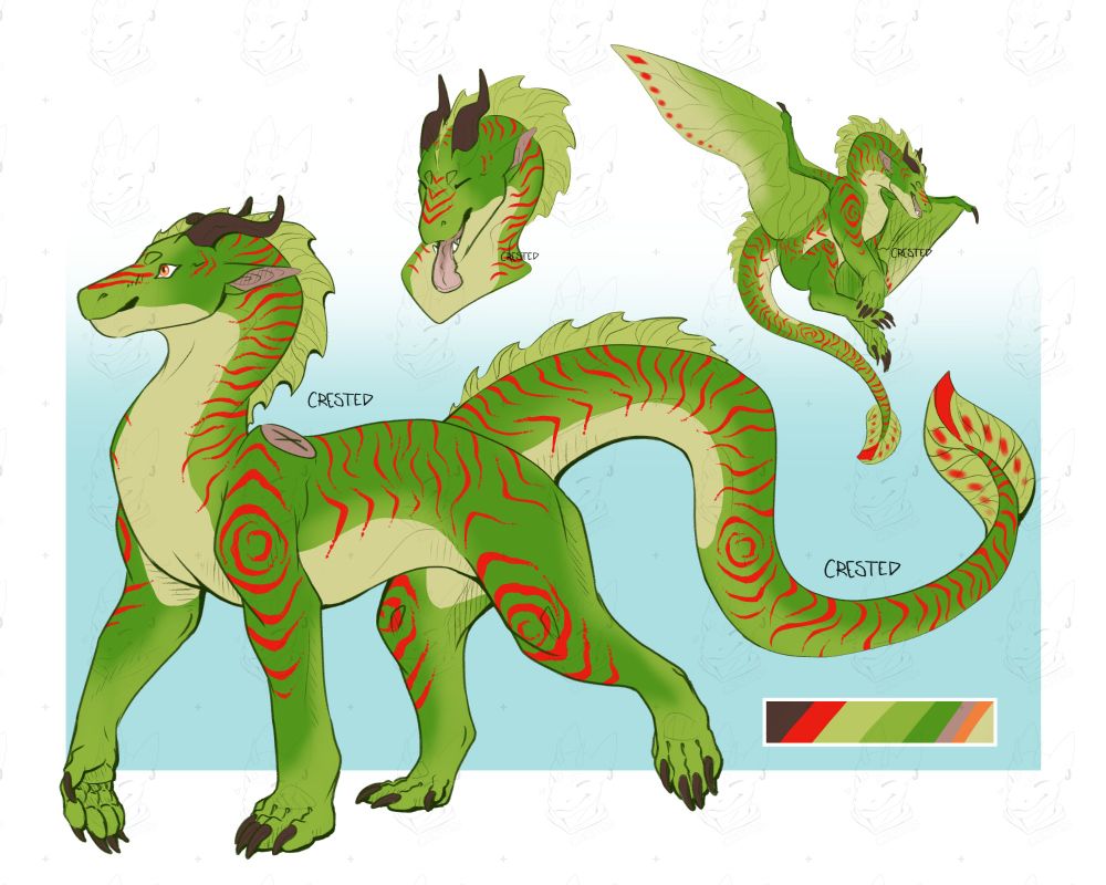 Karma reference sheet. She is a green leafwing inspire from the madagascar day gecko. 