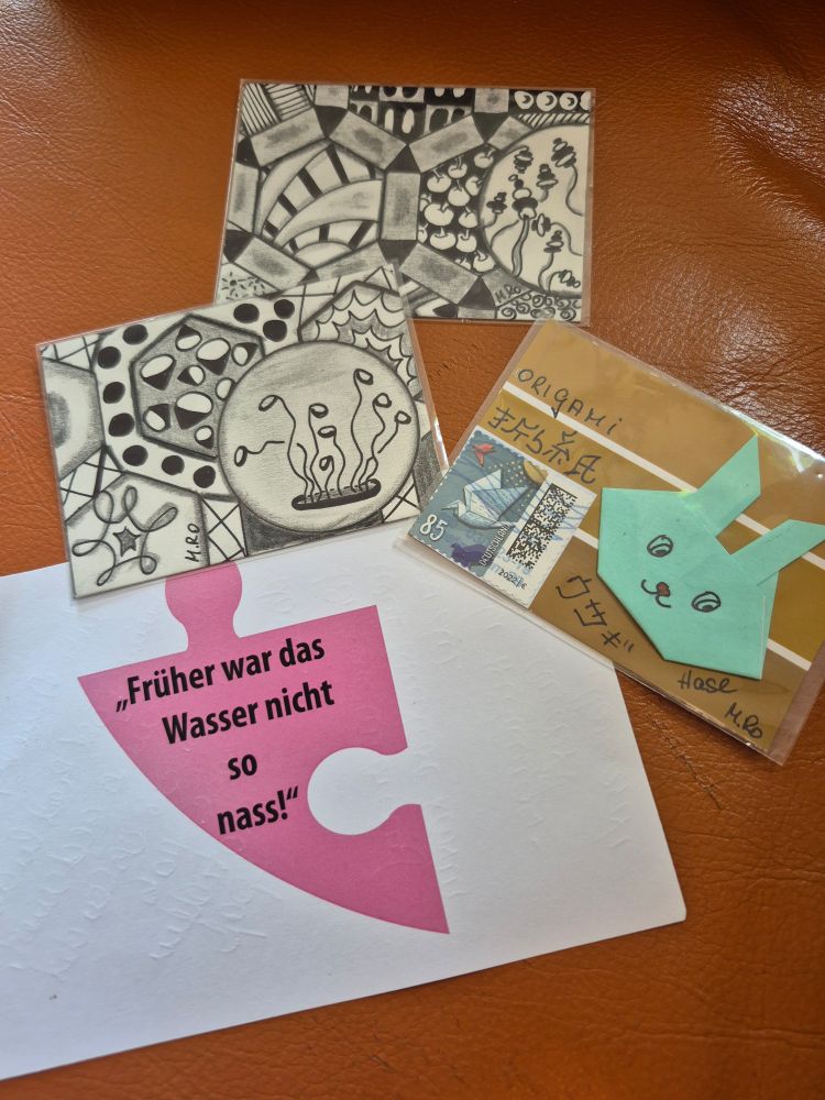 3 atc, zentangle und ein origamihase