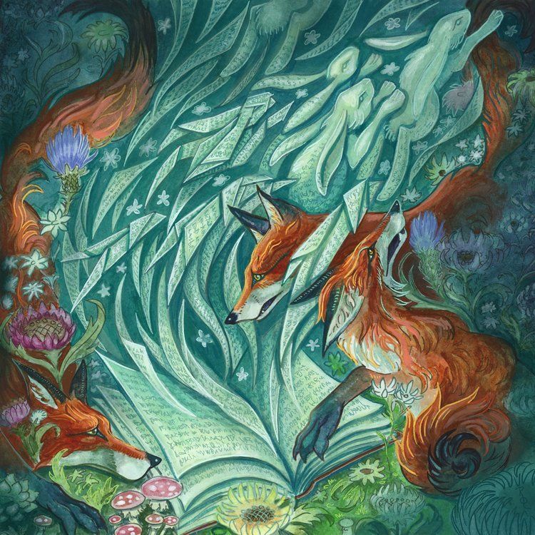 Foxes find a magical book - the pages float away, turning into rabbits.