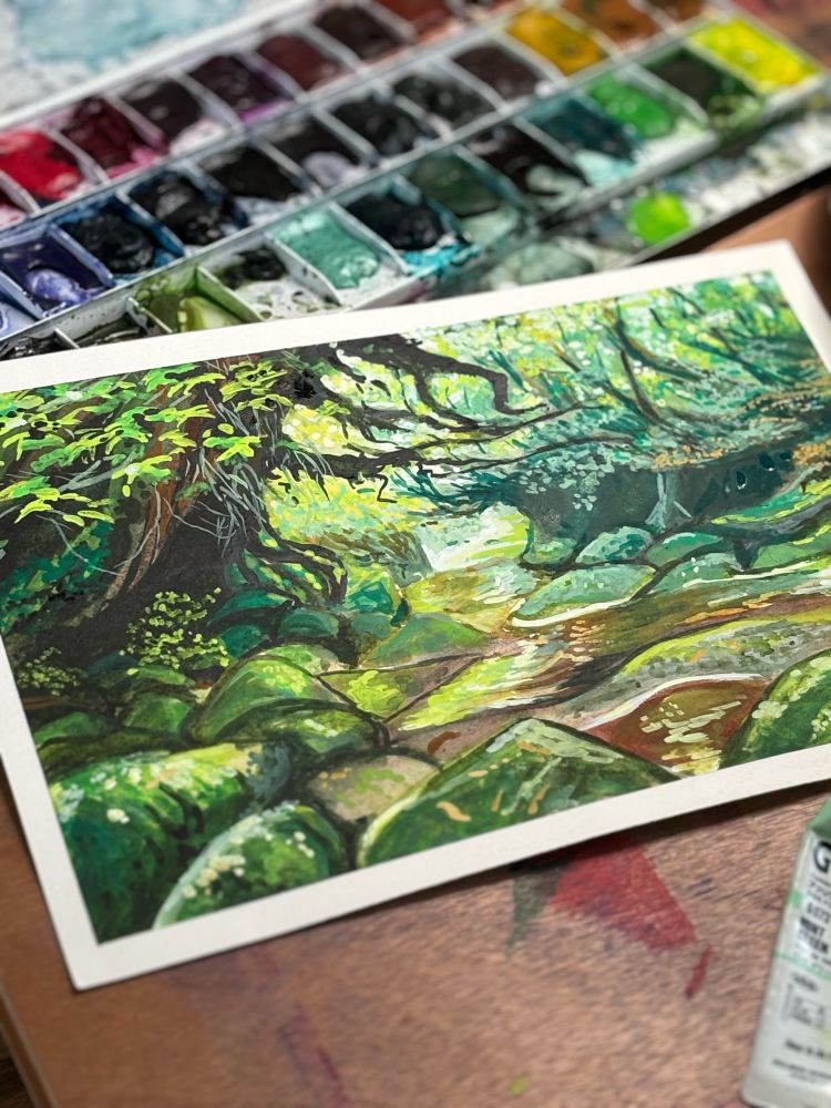Forest watercolor study