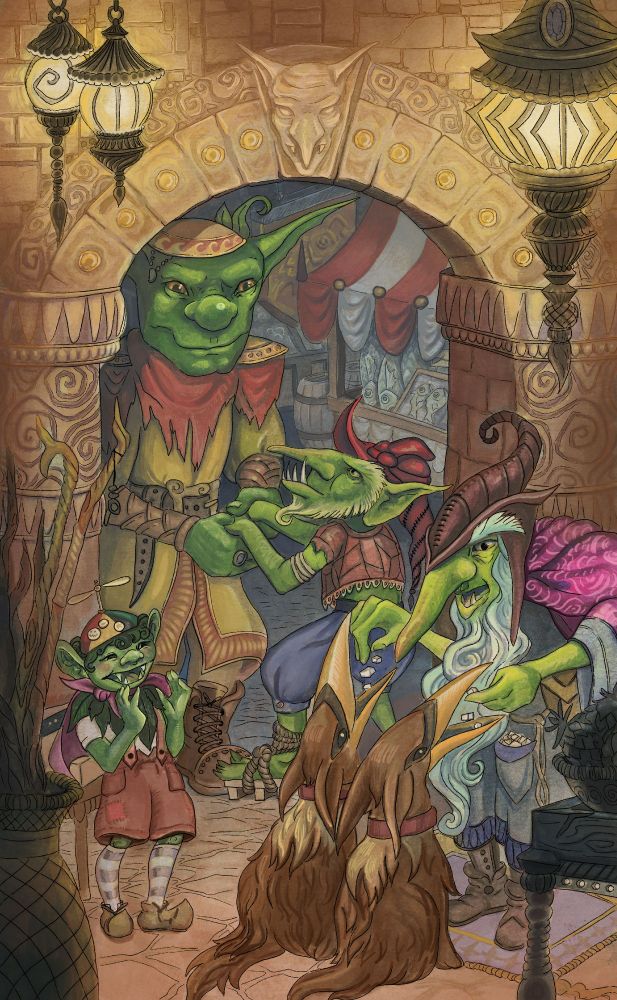 a goblin market - 10 of gold for the goblin whispers tarot