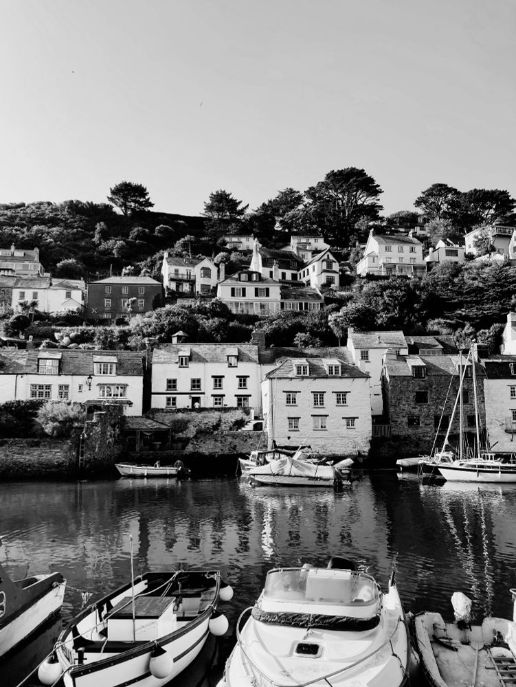 Boats and cottages in a fishing village 