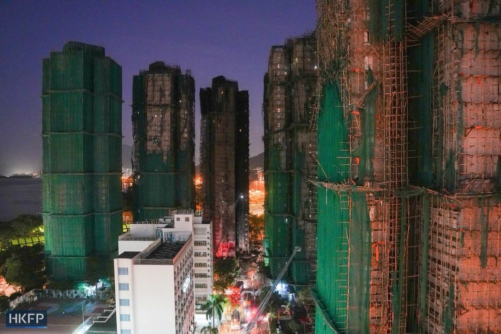 Wang Fuk Court in Tai Po, Hong Kong, on November 28, 2025, after a fatal blaze killed at least 128 people and leave many more missing. Photo: Kyle Lam/HKFP.