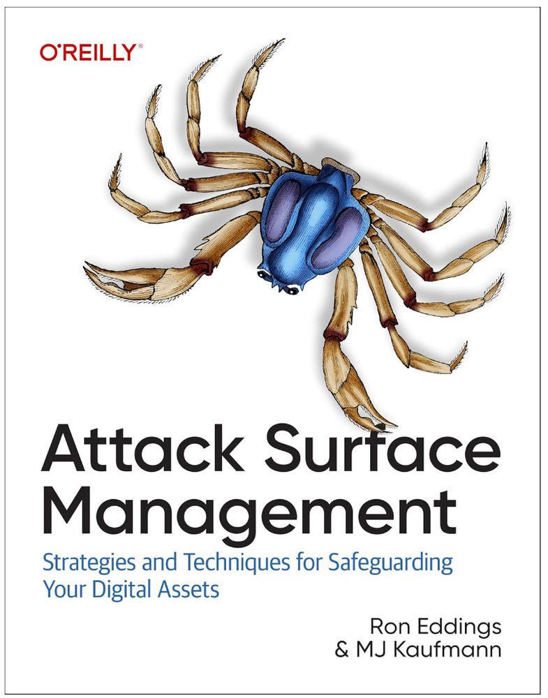 Attack Surface Management Cover with a blue crab. Published by O'Reilly 