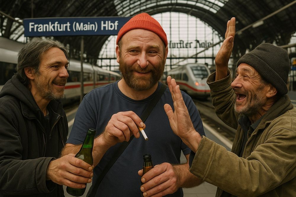 A picture(generated by ChatGPT)of "me" with two of my "friends" when I arrived home today.
