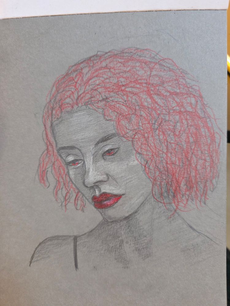 drawing of a red haired woman