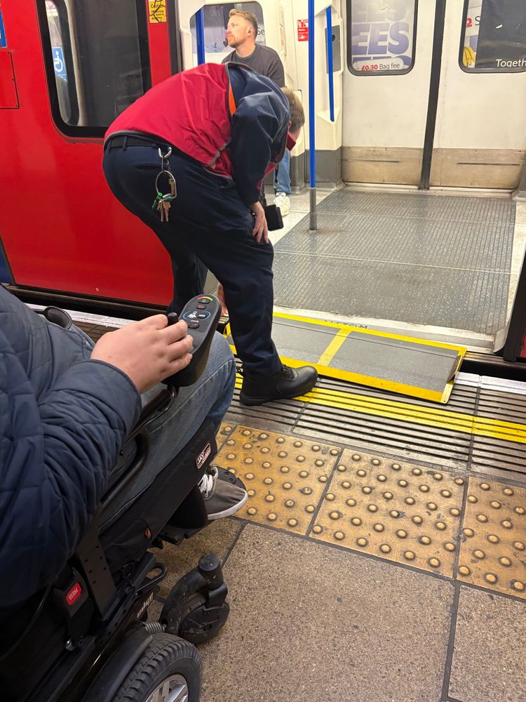 Mini ramp being placed over the gap. 