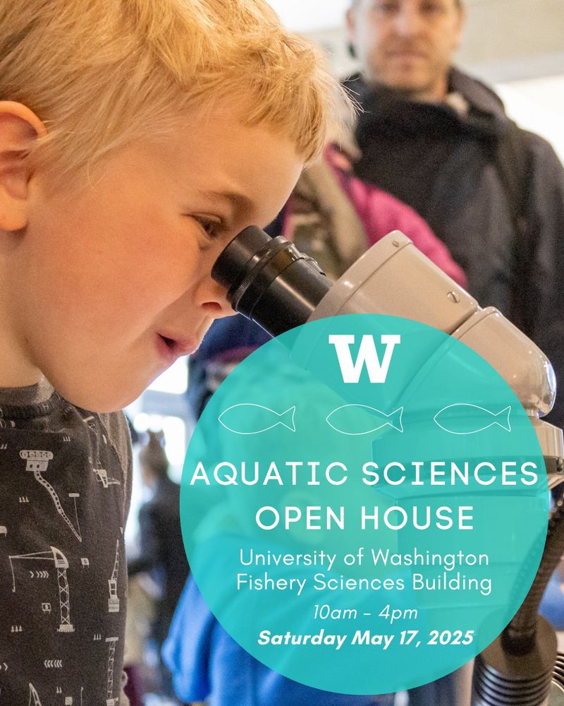 An Open House poster, with the photo showing a boy looking into a microscope.
