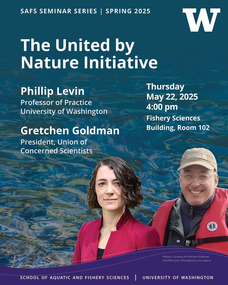 SAFS Seminar poster with photo of Gretchen Goldman (l) and Phil Levin (r)