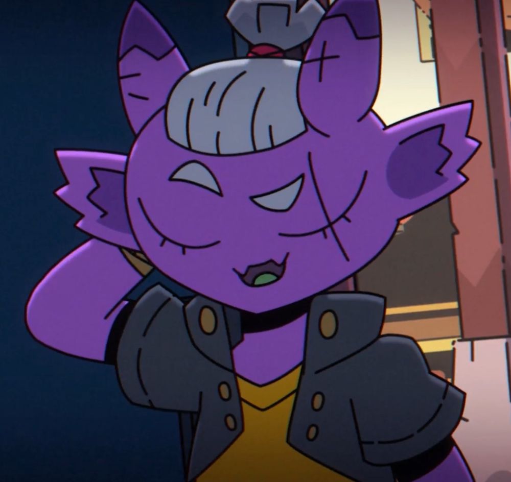 A Screenshot of Rox from Ninjin. Her expression is bashful, as she rubs the back of her head.