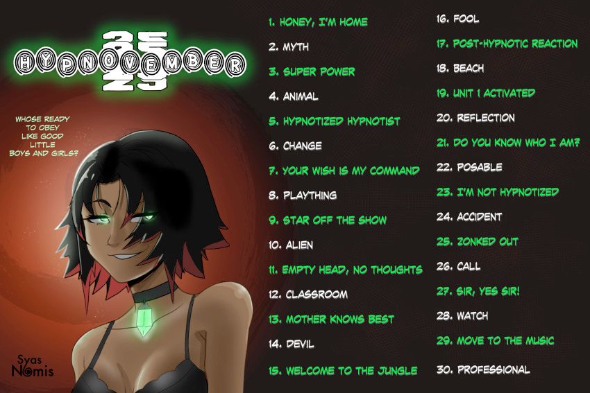 Hypnovember challenge month daily themes