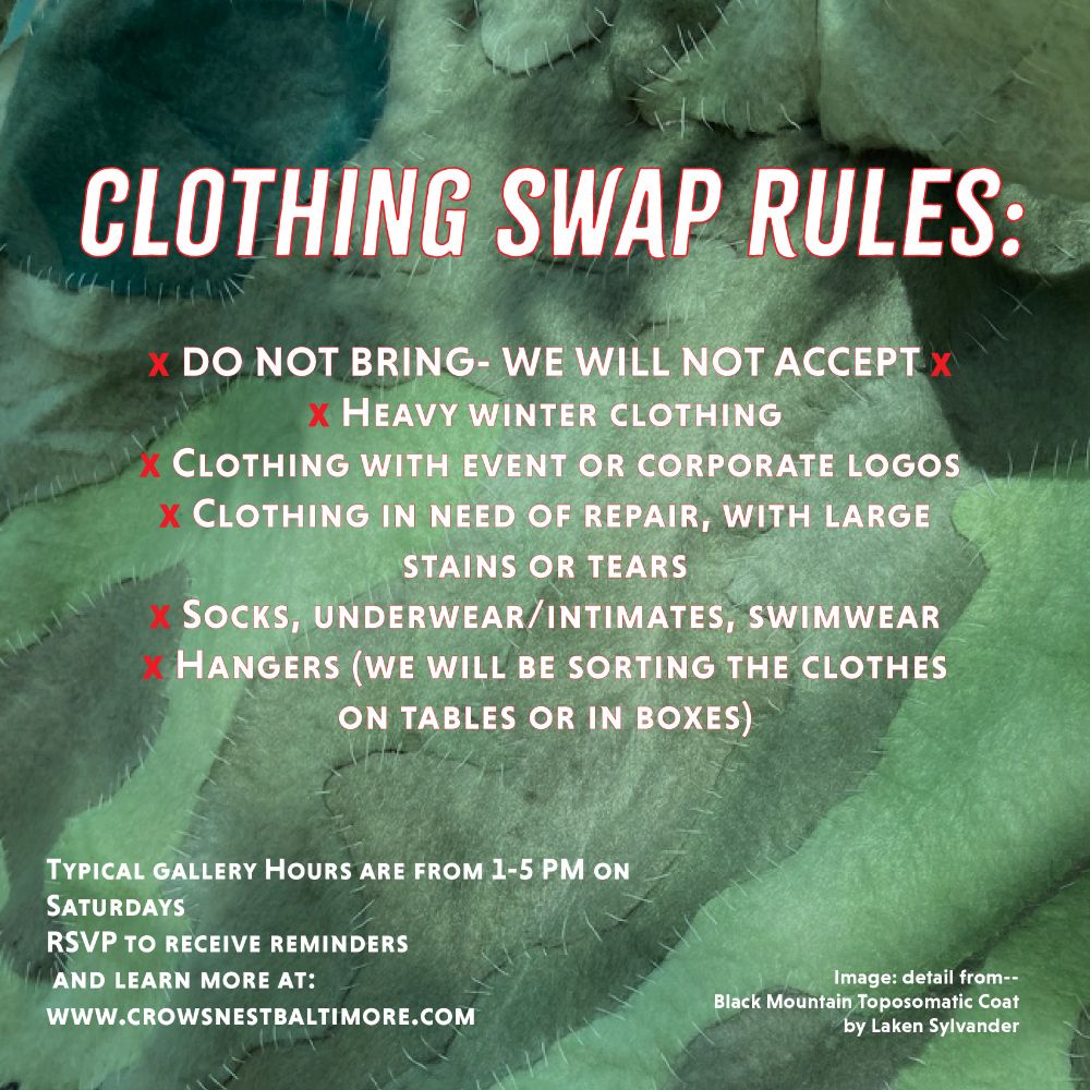 Page with what not to bring! For full text/guidance follow the eventbrite link