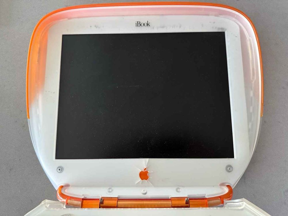 Tangerine clamshell iBook: screen (off).