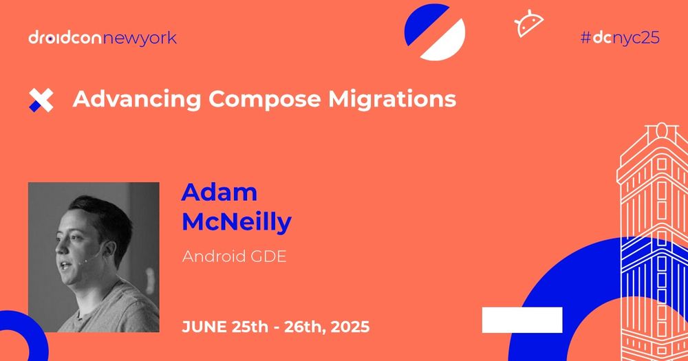 Speaker card for Advancing Compose Migrations conversation at Droidcon NYC. 