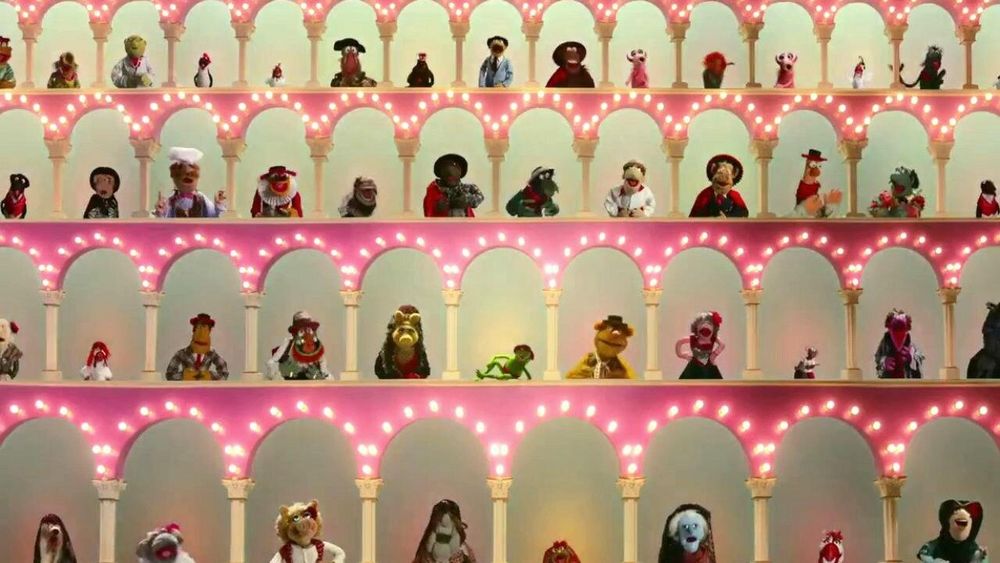 Screenshot of the Muppet Show, where all the Muppets are in little boxes, just like my friends are on zoom.
