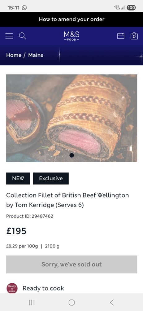 £195 for M&S Beef Wellington joint. 