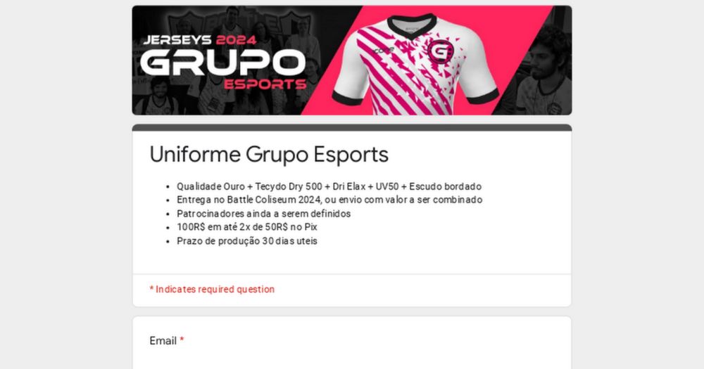 Uniforme Grupo Esports