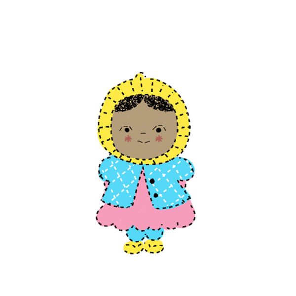 character of a little girl made with dashed lines