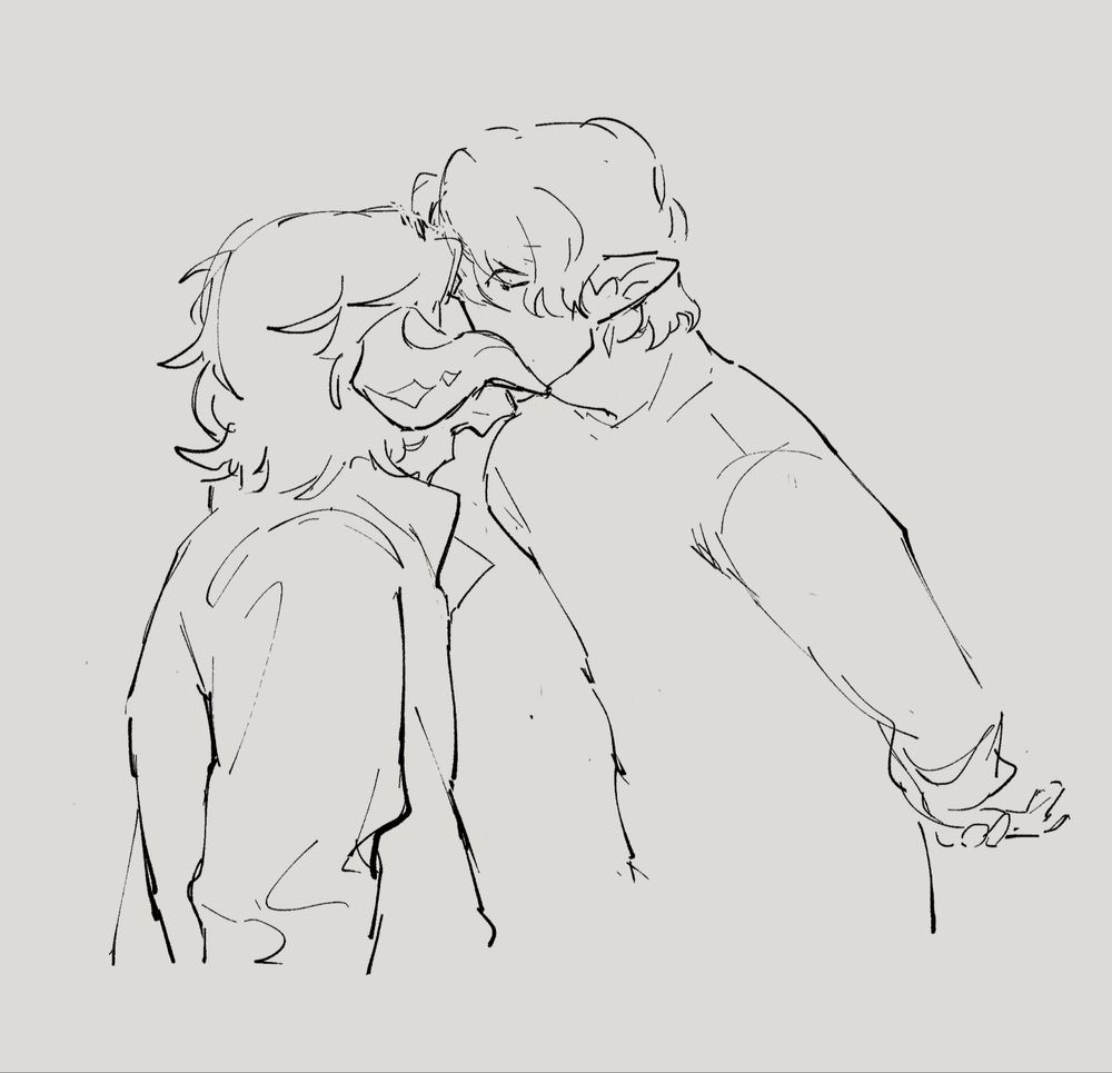 Aymeric and Saga kissing. 